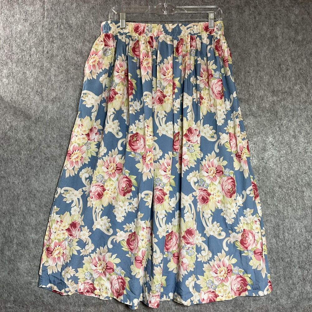 Bechamel Skirt Womens Medium Blue Floral Pockets Maxi Boho Cottagecore Vintage